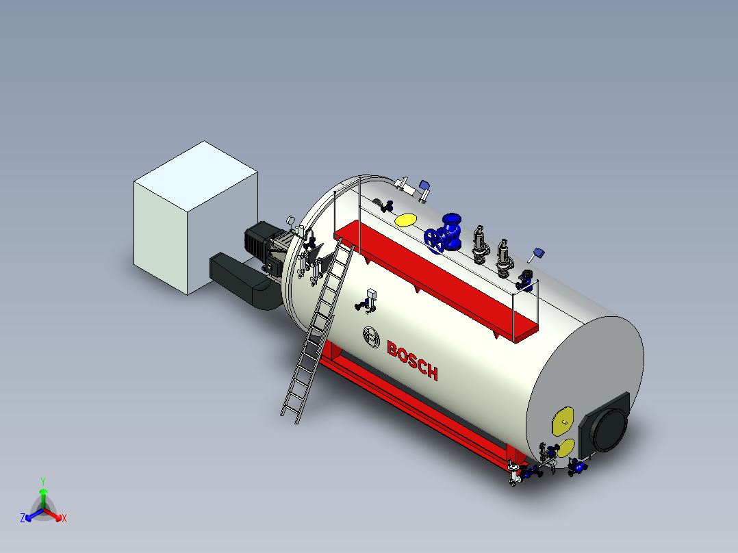 蒸汽锅炉博世CH18006 16000kgh正等轴测图