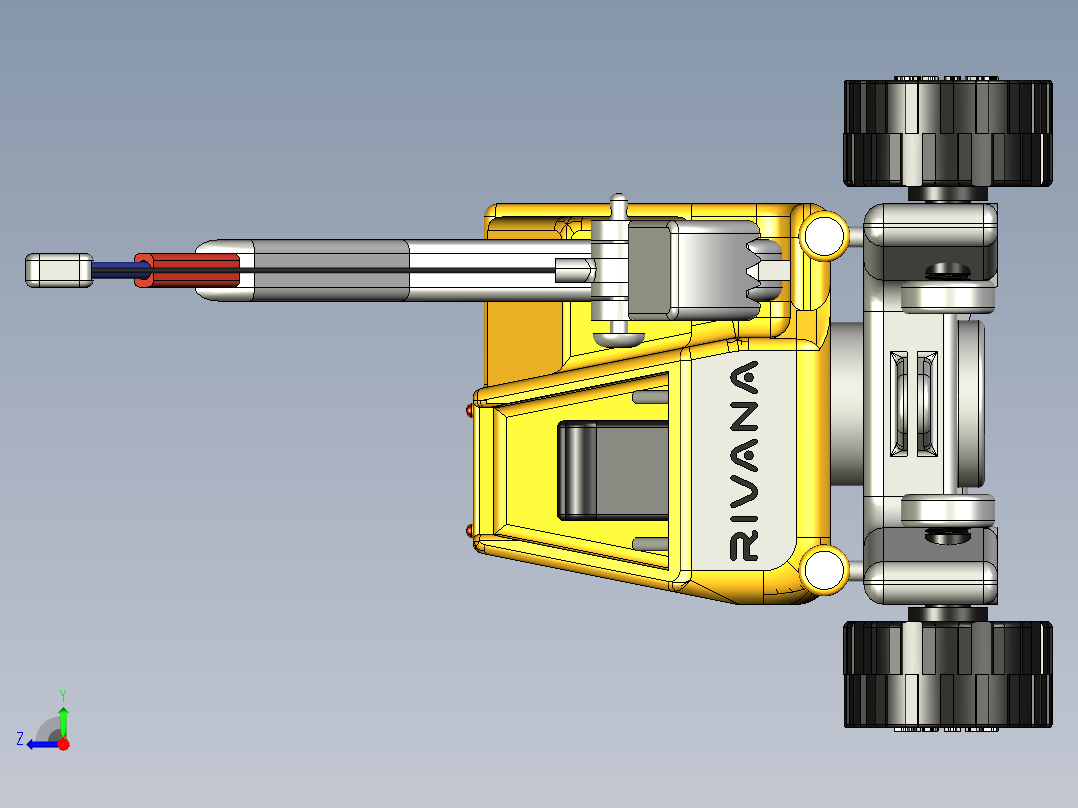 黄色皮卡起重机玩具右视图