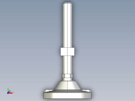 水平調整腳座LVF125B-3D多系列多零件图纸模型前视缩略图