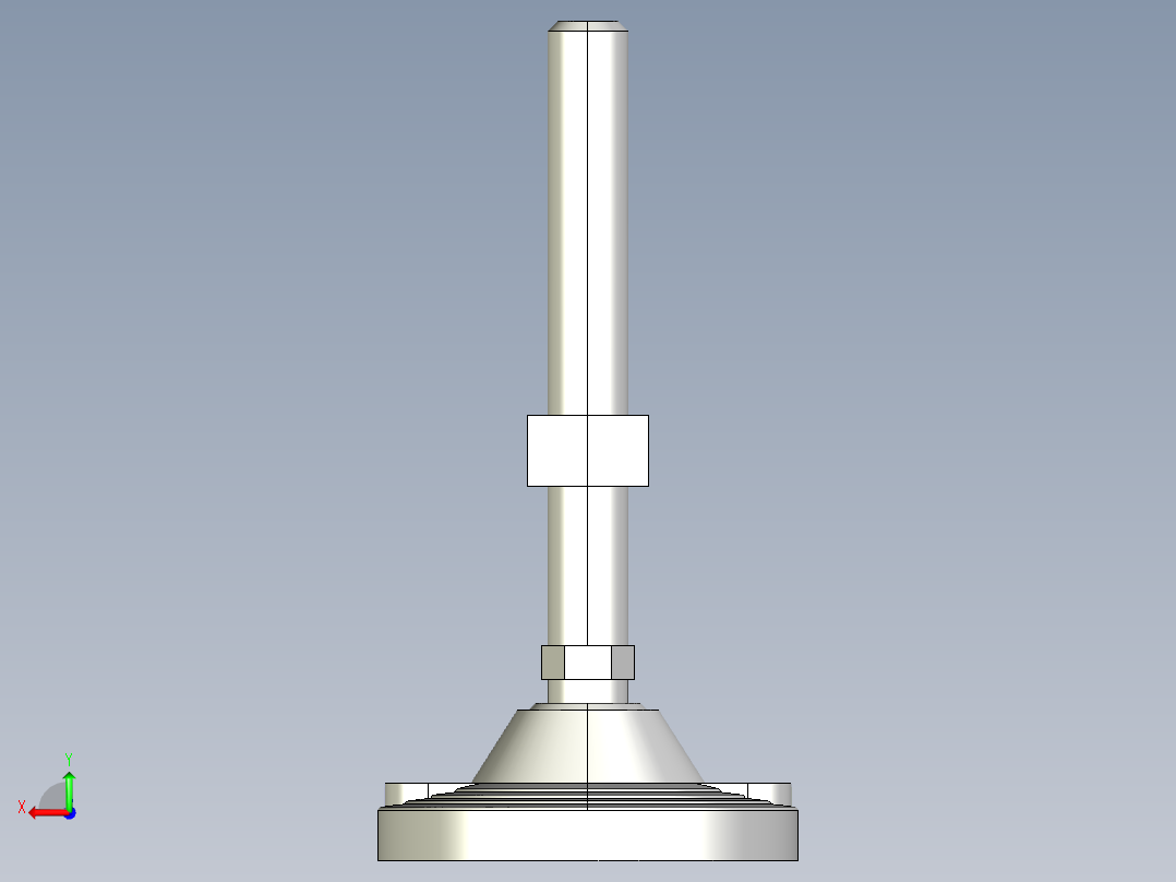 水平調整腳座LVF125B-3D多系列多零件图纸模型后视图
