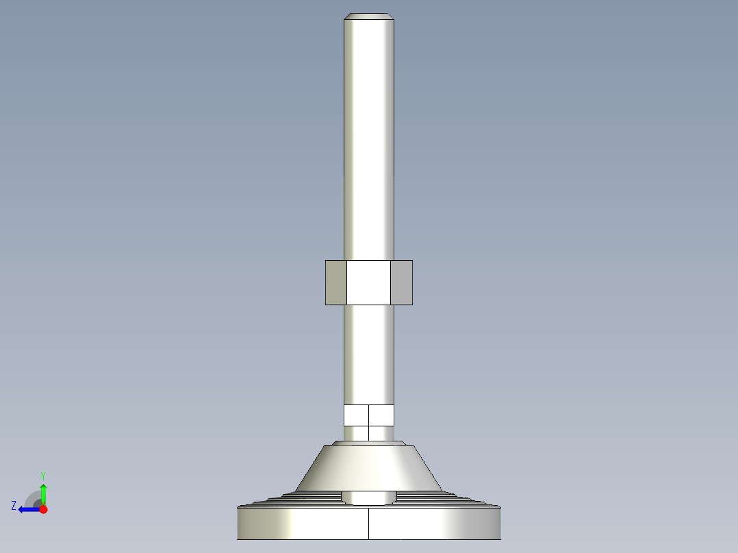 水平調整腳座LVF125B-3D多系列多零件图纸模型右视图