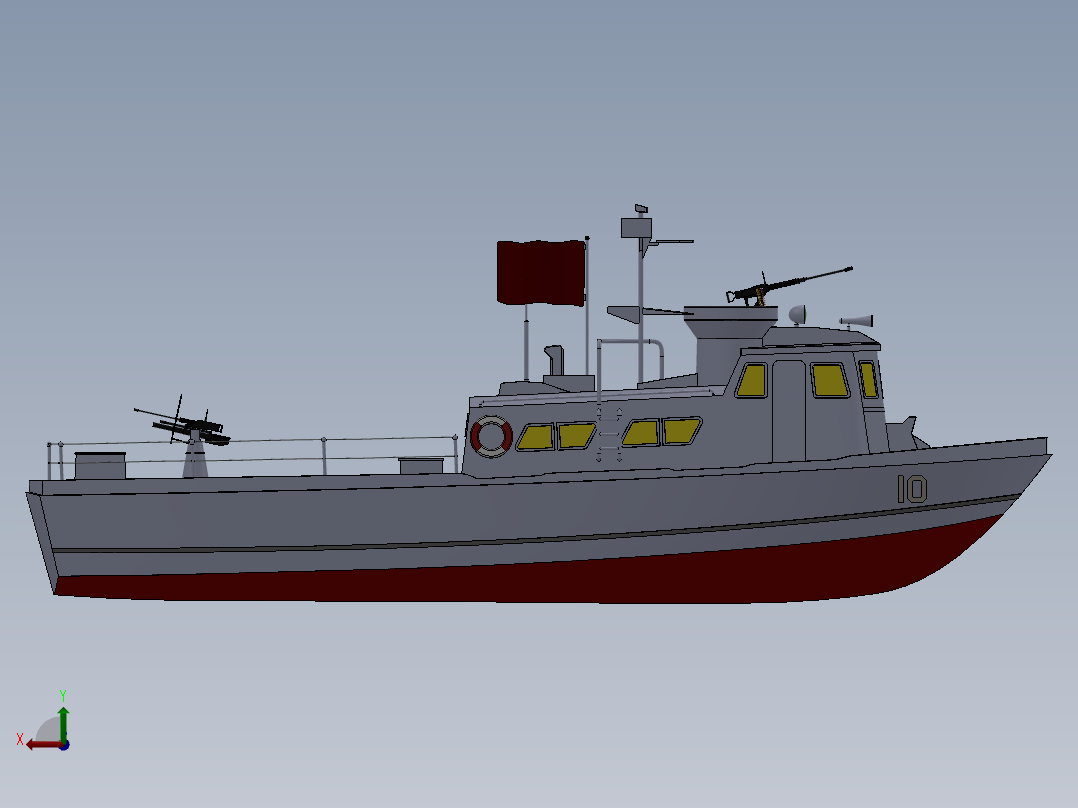 美国海军战斗巡逻舰船后视图