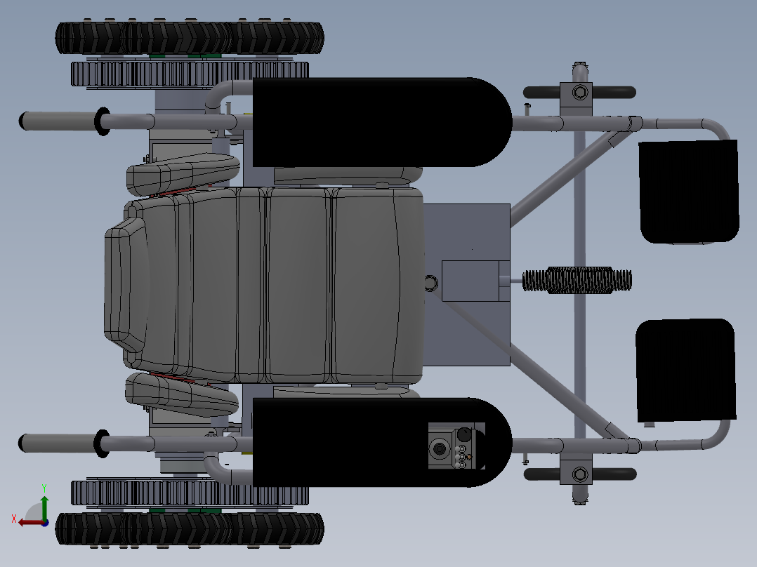 三轮式爬楼轮椅设计后视图