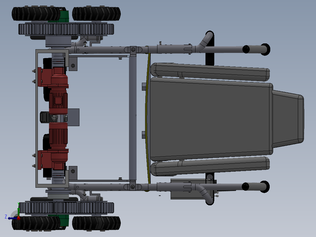 三轮式爬楼轮椅设计右视图