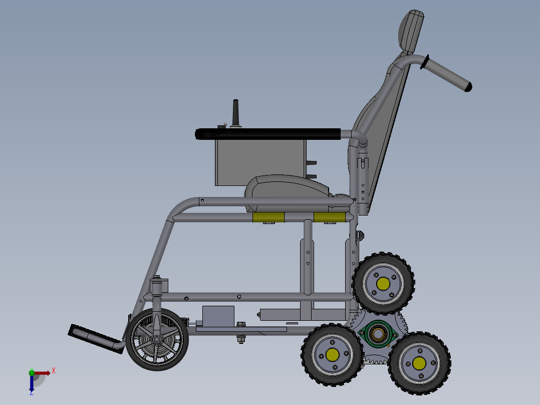 三轮式爬楼轮椅设计俯视图