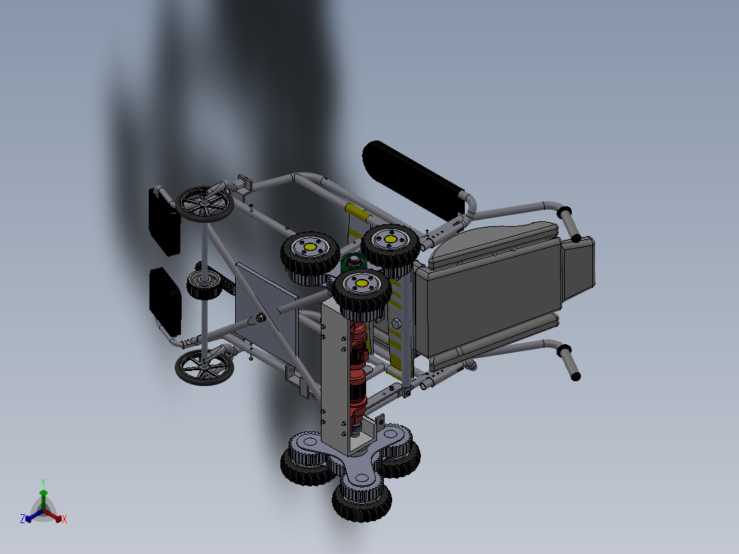 三轮式爬楼轮椅设计正等轴测图