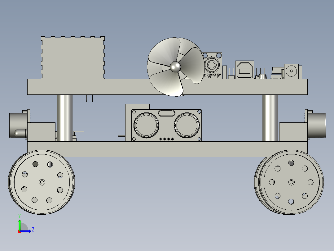 智能编程小车DIY套件底盘左视图
