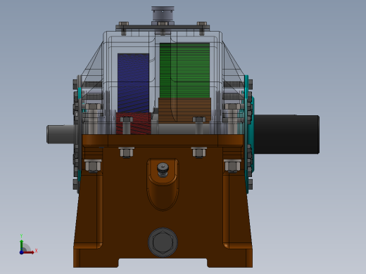 hop giam二级直齿斜齿变速箱3D图纸 Solidworks设计前视缩略图