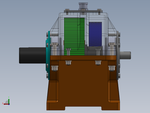 hop giam二级直齿斜齿变速箱3D图纸 Solidworks设计后视缩略图