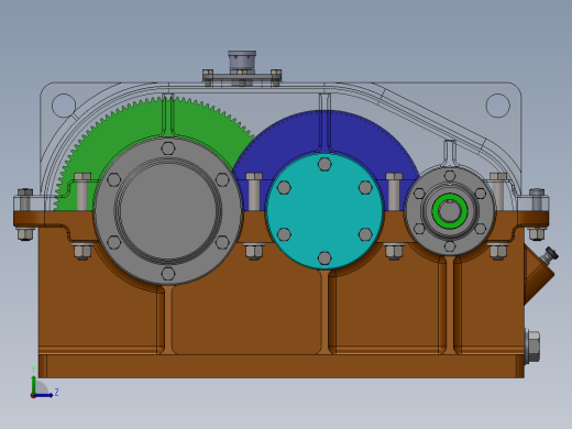 hop giam二级直齿斜齿变速箱3D图纸 Solidworks设计左视缩略图
