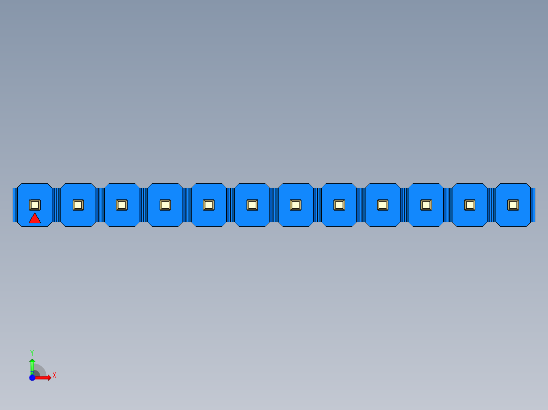 彩色公头100mil（2.54mm）系列-DS1021_blue_1x12p_100mil_Type5_rev1.0前视图