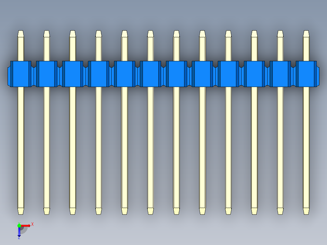 彩色公头100mil（2.54mm）系列-DS1021_blue_1x12p_100mil_Type5_rev1.0俯视图