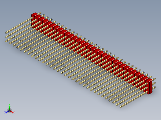 彩色公头100mil（2.54mm）系列-DS1021_red_3x32p_100mil_Type19_rev1.0正等轴测缩略图