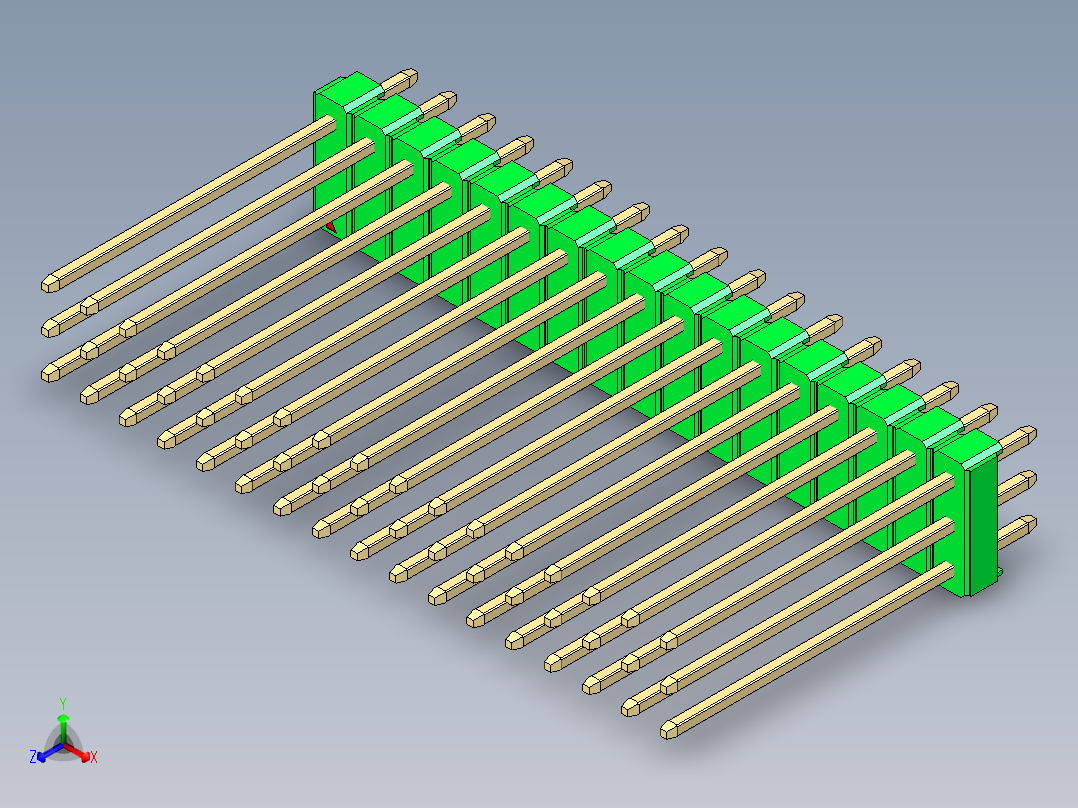 彩色公头100mil（2.54mm）系列-DS1021_green_3x17p_100mil_Type19_rev1.0主视图