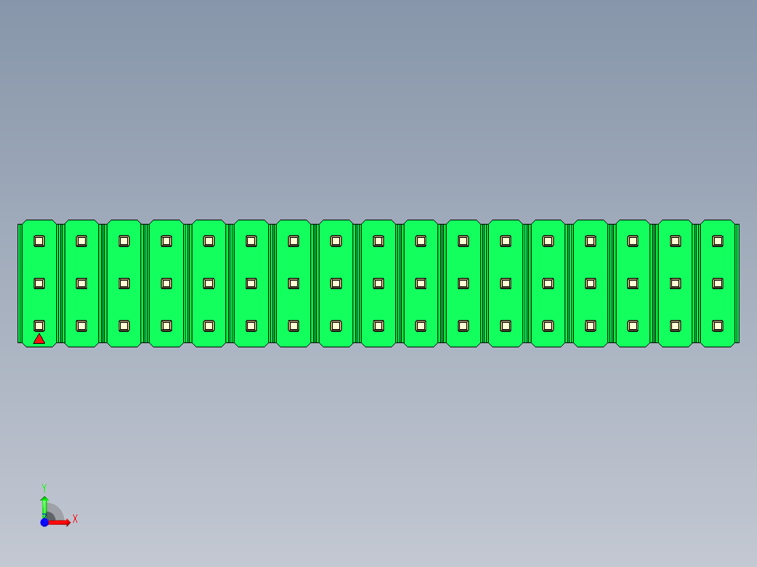 彩色公头100mil（2.54mm）系列-DS1021_green_3x17p_100mil_Type19_rev1.0前视图