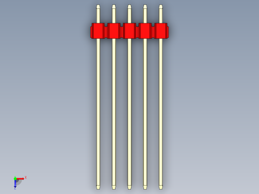 彩色公头100mil（2.54mm）系列-DS1021_red_1x05p_100mil_Type43_rev1.0俯视缩略图