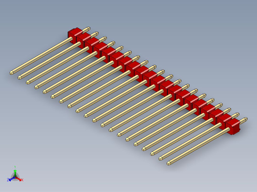 彩色公头100mil（2.54mm）系列-DS1021_red_1x20p_100mil_Type19_rev1.0主视图