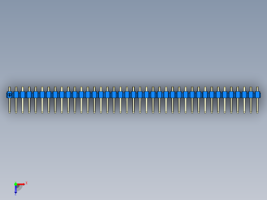 彩色公排针 100mil 2.54mm 系列-DS1022_blue_1x39p_100mil_TypeD_rev1.0俯视缩略图