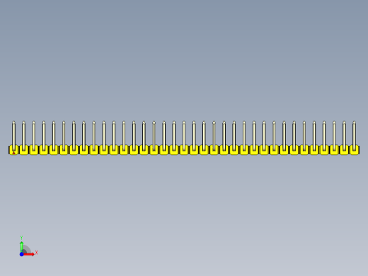 彩色公排针 100mil 2.54mm 系列-DS1022_yellow_35p_100mil_TypeU_rev1.0前视缩略图