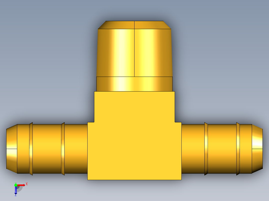 工业通用螺蚊管倒齿式工业硬管接头Male Branch Tee 232-6-2俯视图