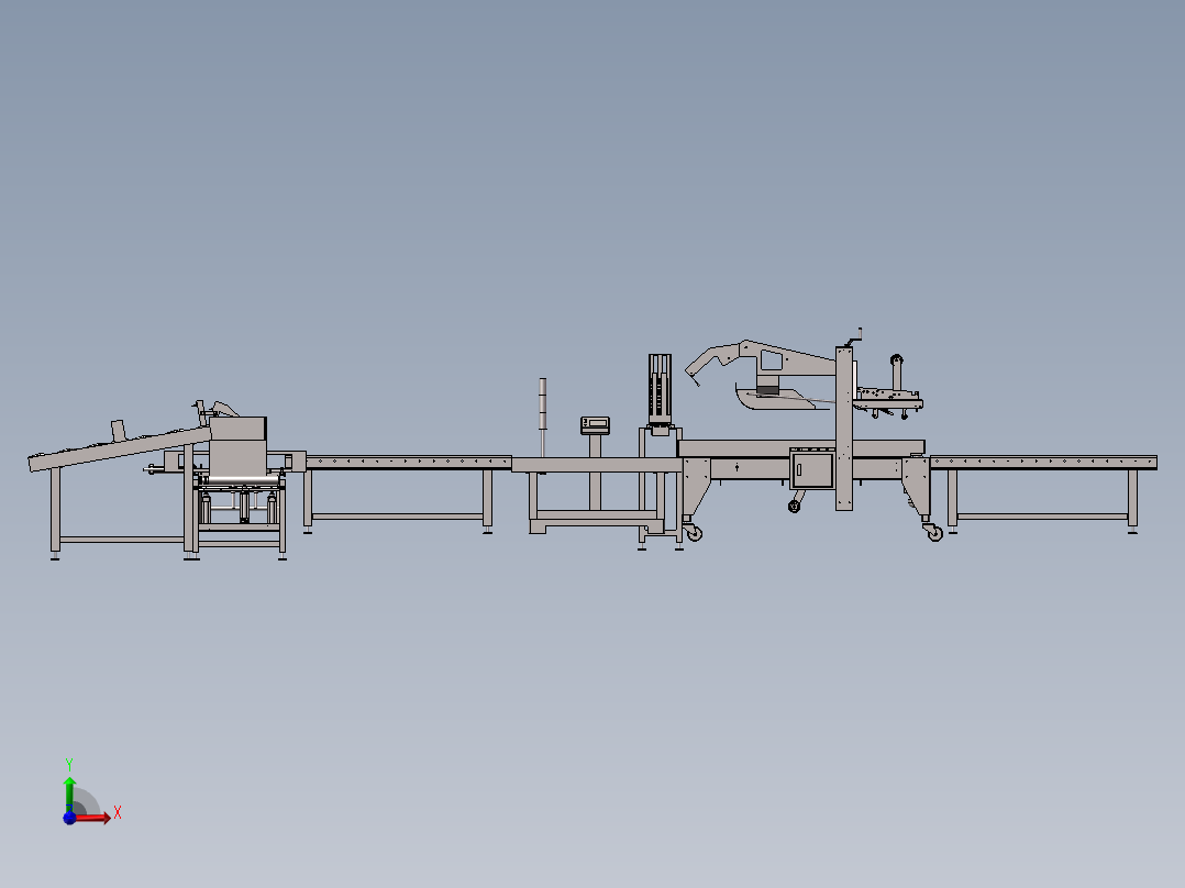 纸箱装箱生产线全套模型前视图