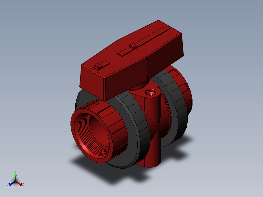 PVC管件-2in BALL VALVE正等轴测图