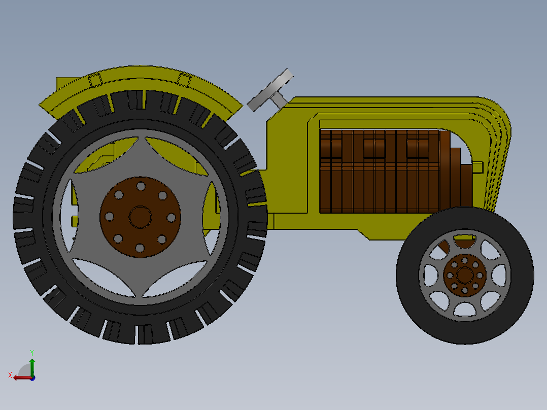 激光下料拼图拖拉机Parasolid, SOLIDWORKS 2016后视图
