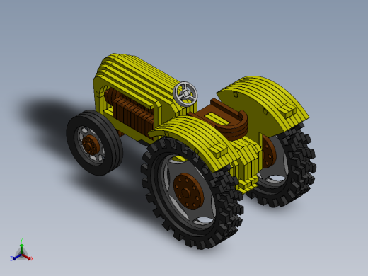 激光下料拼图拖拉机Parasolid, SOLIDWORKS 2016正等轴测缩略图