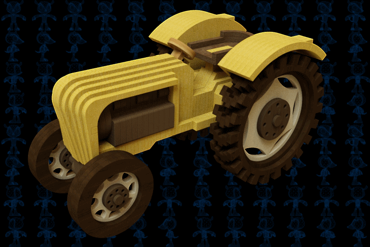 激光下料拼图拖拉机Parasolid, SOLIDWORKS 2016