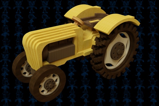 激光下料拼图拖拉机Parasolid, SOLIDWORKS 2016缩略图