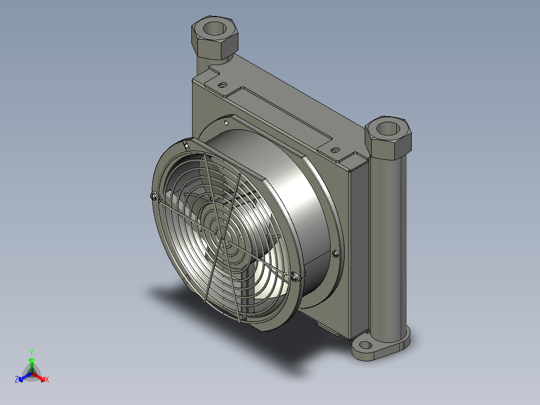 液压油冷AJ0510T散热器正等轴测图
