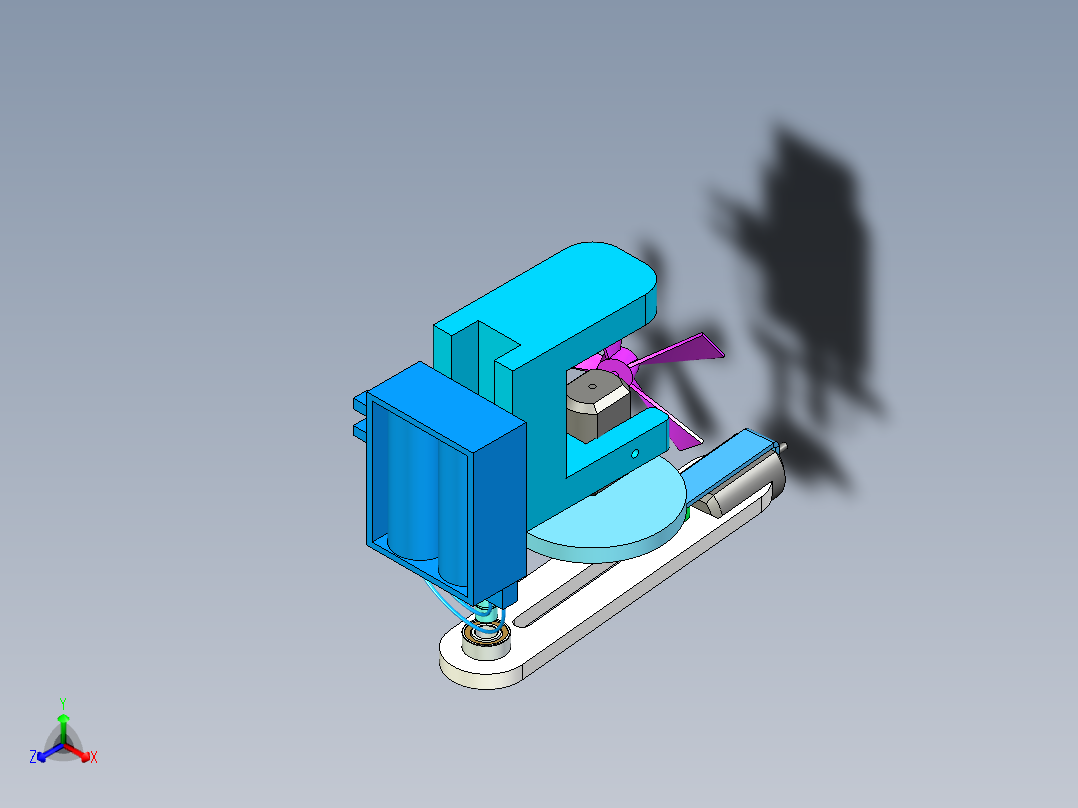 摇摆小风扇正等轴测图