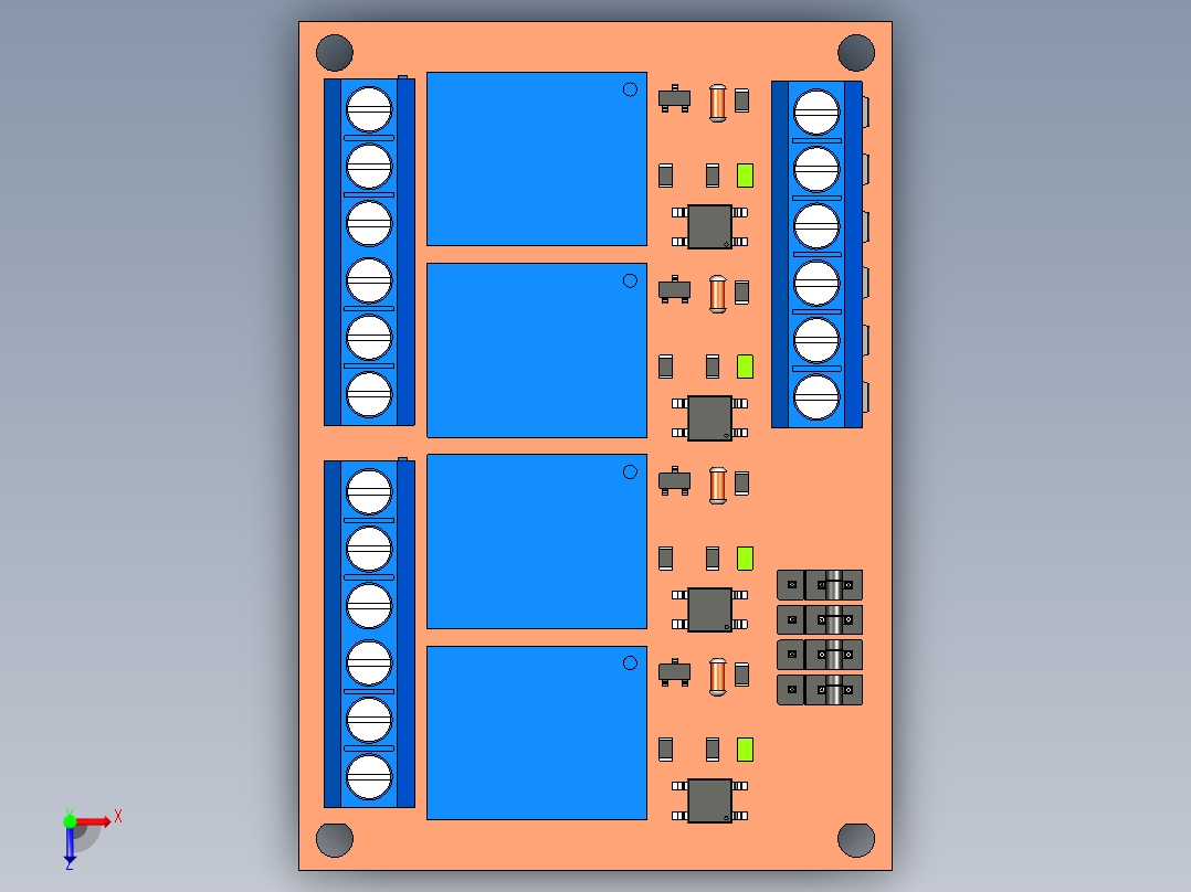 继电器电路板俯视图