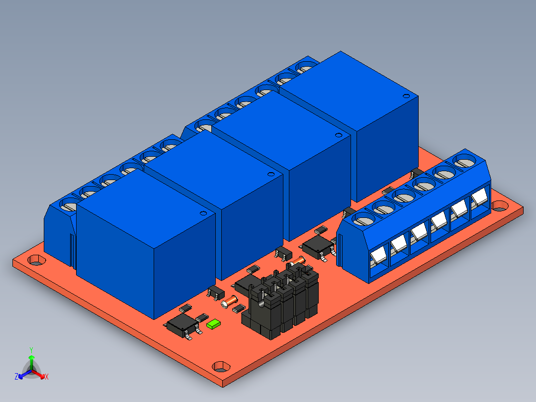 继电器电路板正等轴测图