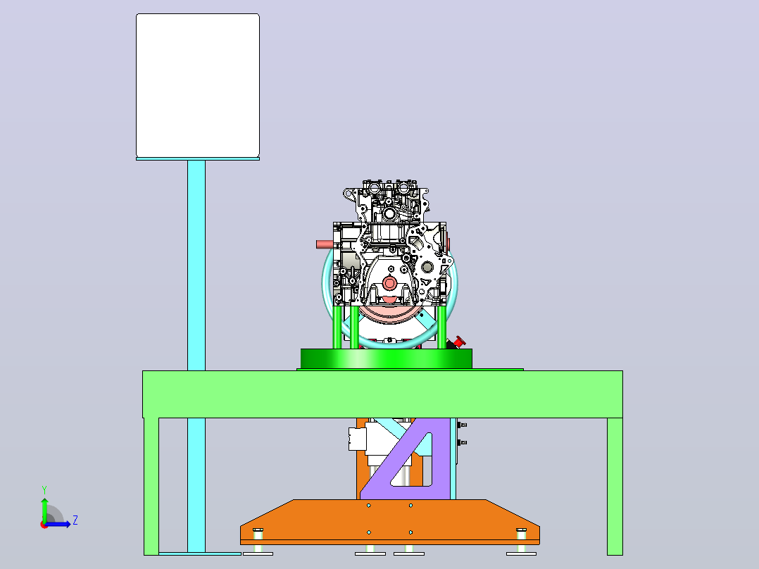 汽车发动机飞轮三轴拧紧设备三维模型3D图纸左视图