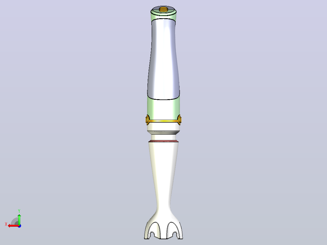 手动搅拌机，配有切片机、搅拌器和食物处理器后视图