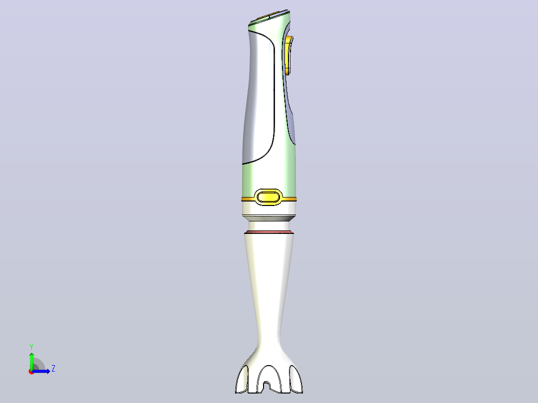 手动搅拌机，配有切片机、搅拌器和食物处理器左视图