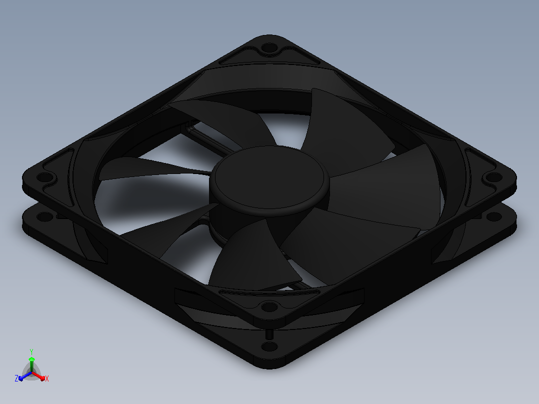 120mm电脑风扇3D模型正等轴测图