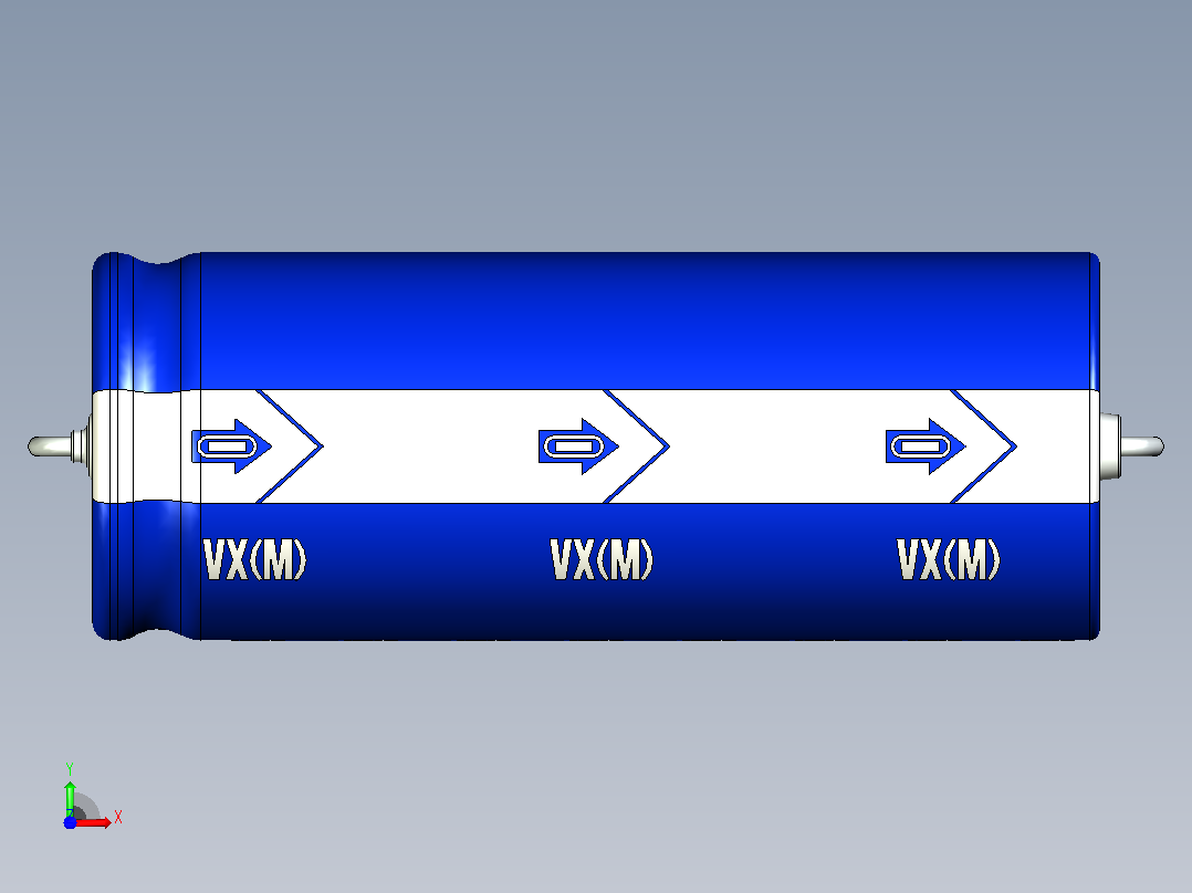 铝制轴向电解电容器。VX系列3300UF 35V。16x41.5mm毫米。间距44.5至51毫米前视图