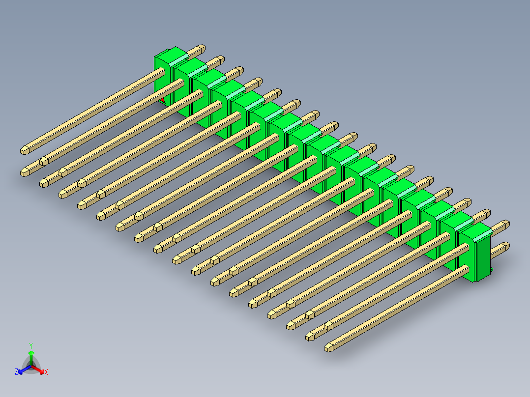 彩色公头100mil（2.54mm）系列-DS1021_green_2x17p_100mil_Type19_rev1.0主视图