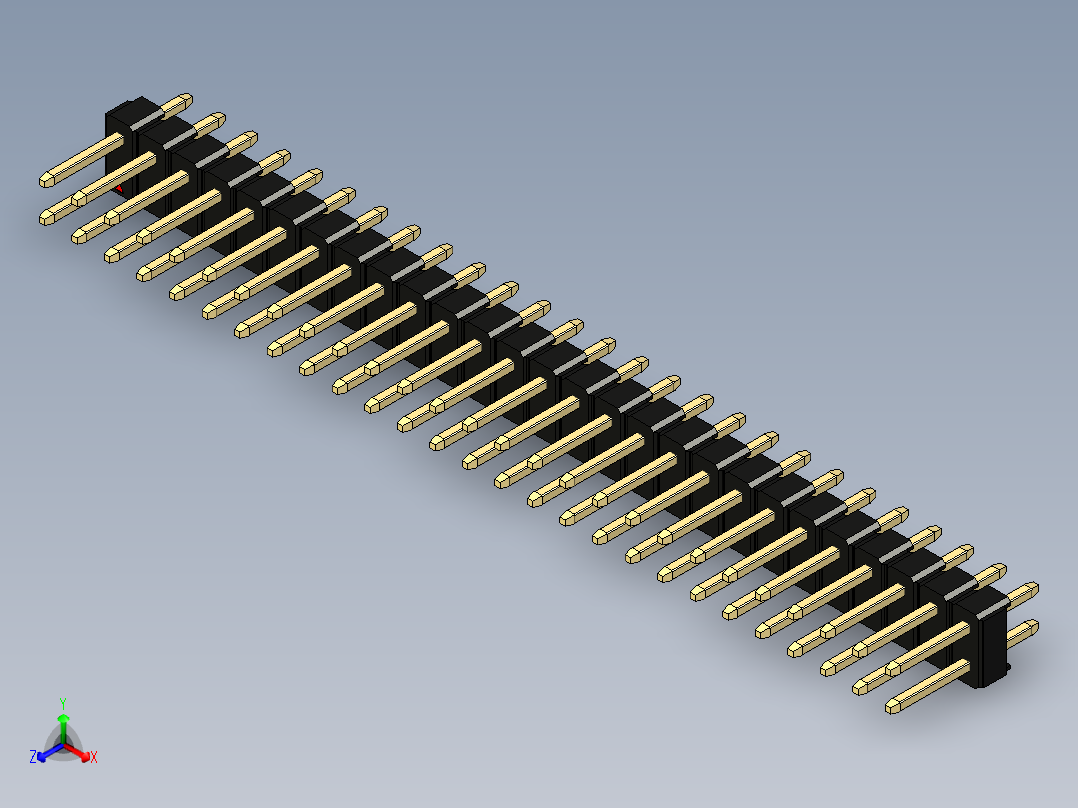 彩色公头100mil（2.54mm）系列-DS1021_black_2x27p_100mil_Type1_rev1.0主视图