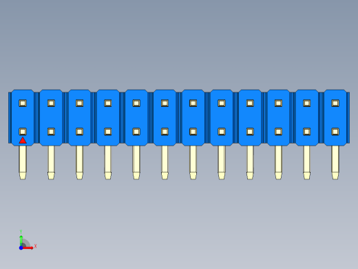 彩色公排针 100mil 2.54mm 系列-DS1022_blue_2x12p_100mil_TypeD_rev1.0前视缩略图