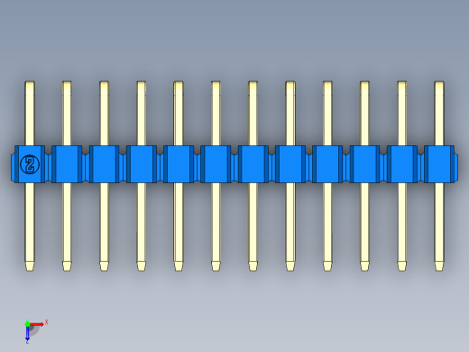 彩色公排针 100mil 2.54mm 系列-DS1022_blue_2x12p_100mil_TypeD_rev1.0俯视缩略图