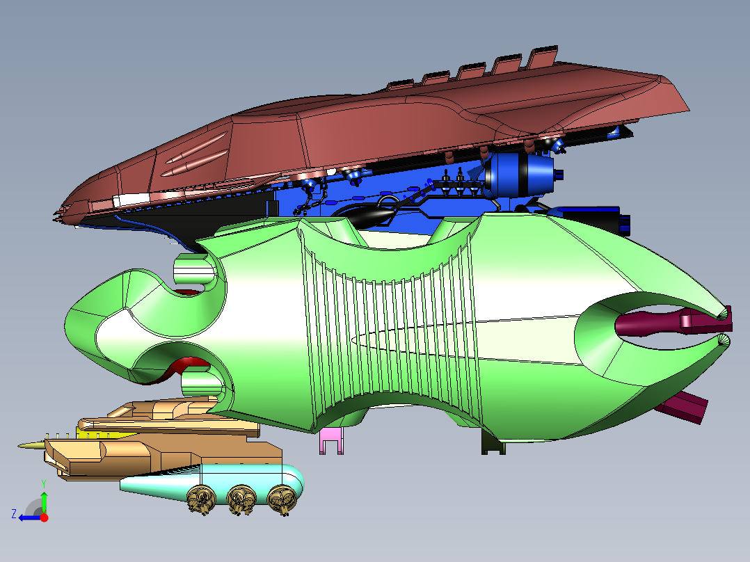 怪兽型外星飞船右视图