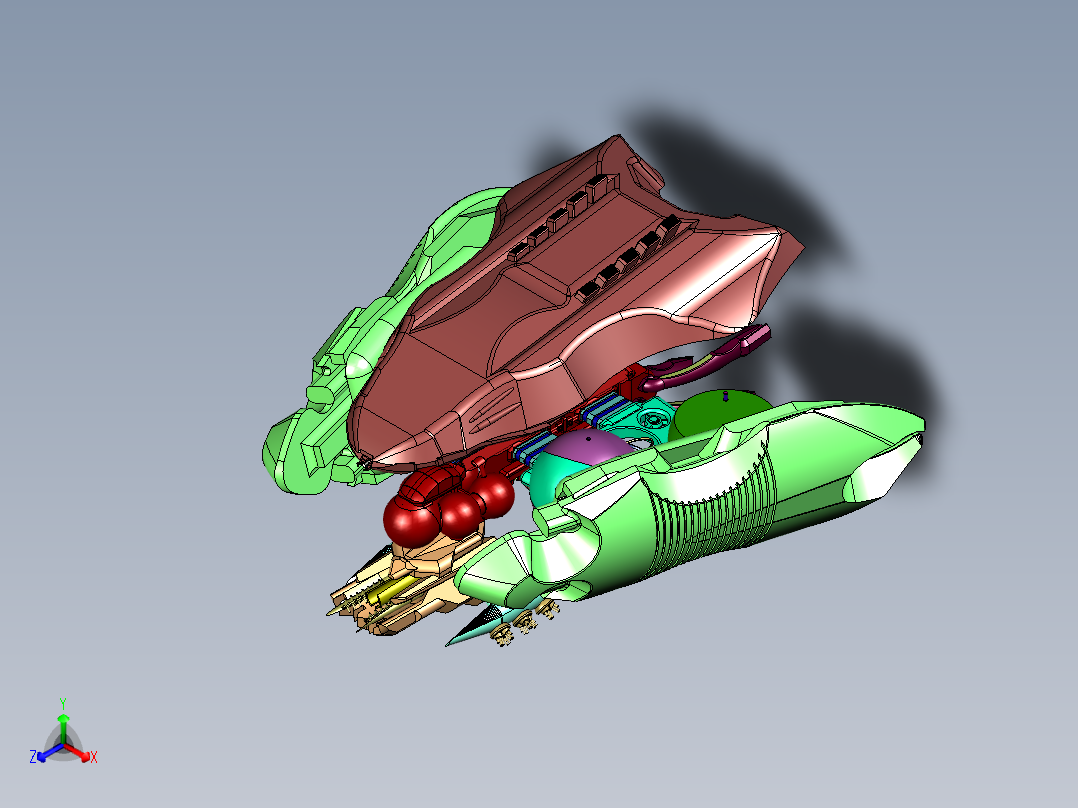 怪兽型外星飞船正等轴测图