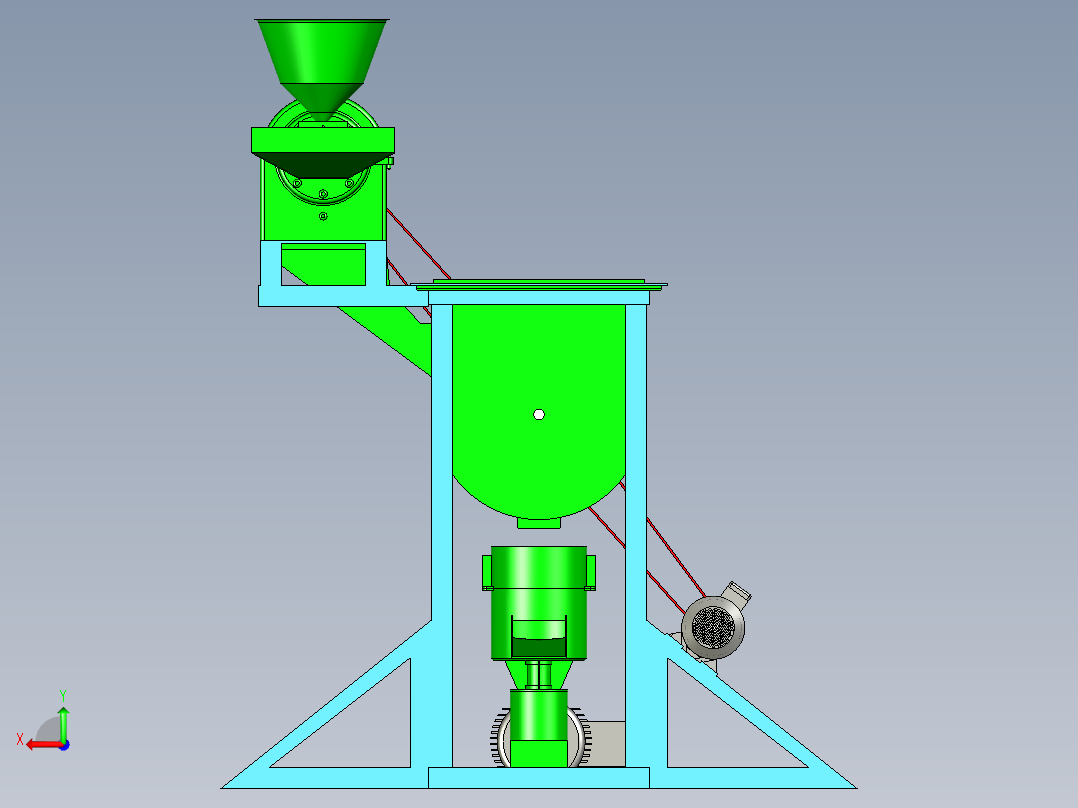 进料造粒机后视图