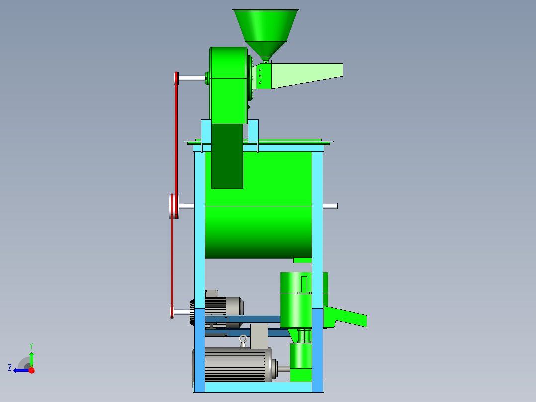 进料造粒机右视图