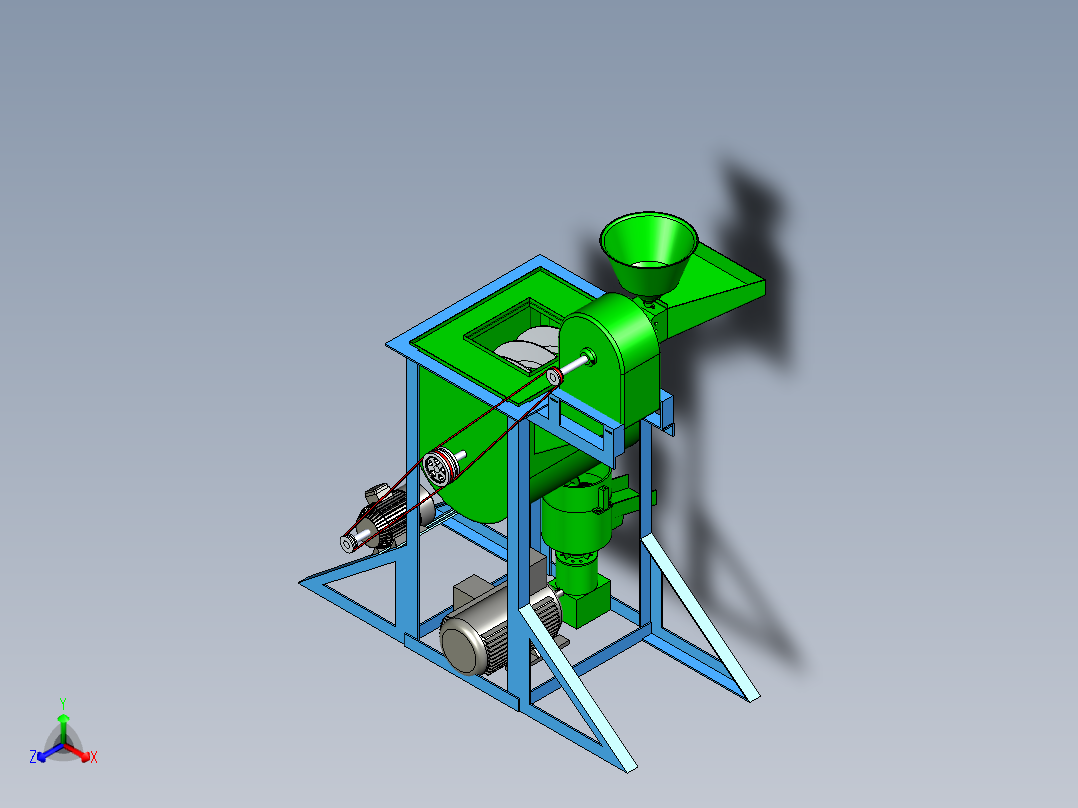 进料造粒机正等轴测图