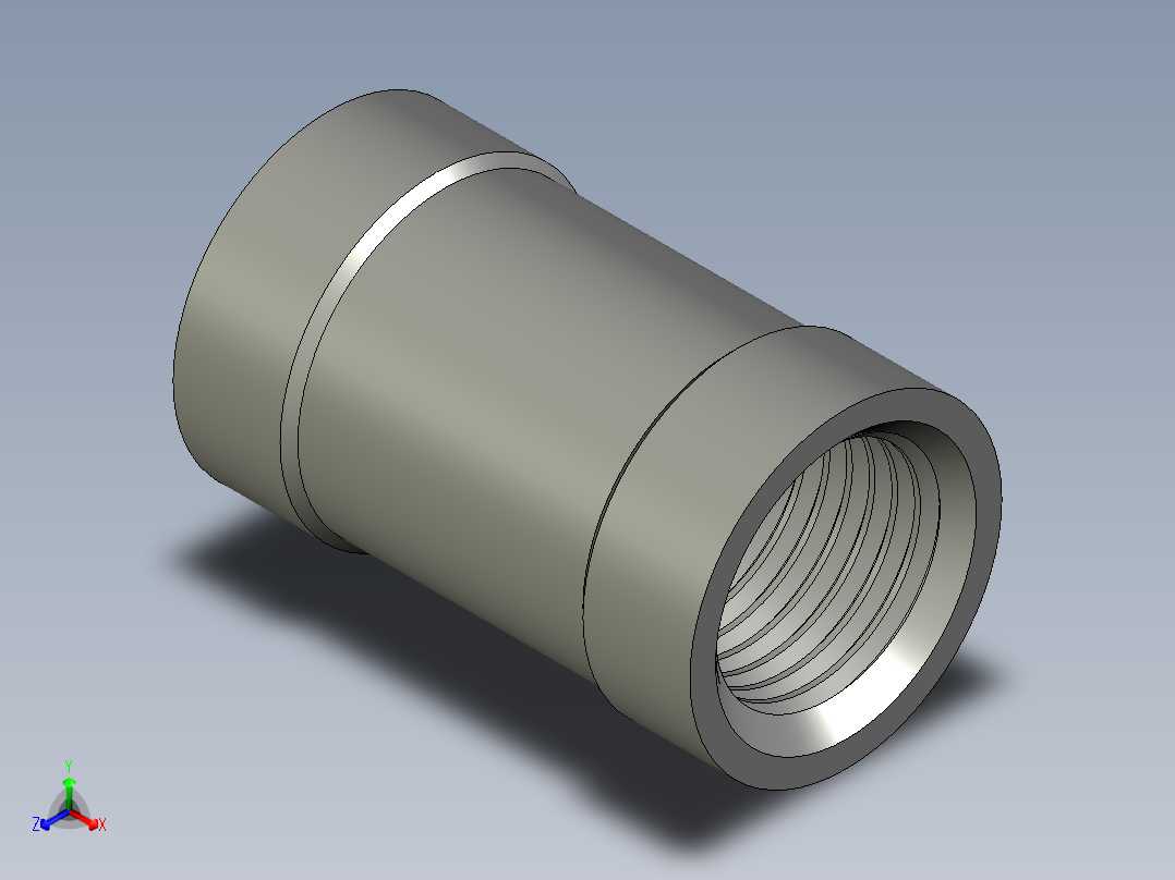 螺纹管管箍-等径有边 DN8正等轴测图
