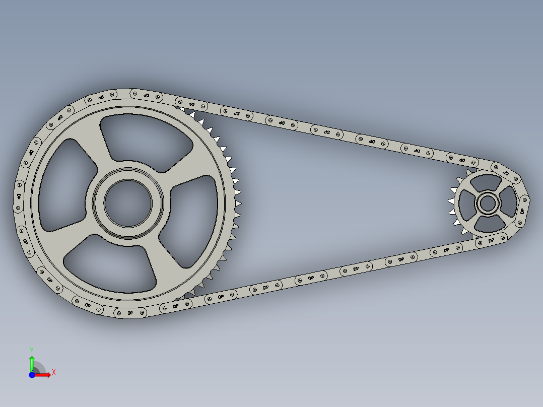 ANSI 2080双节距链轮前视图